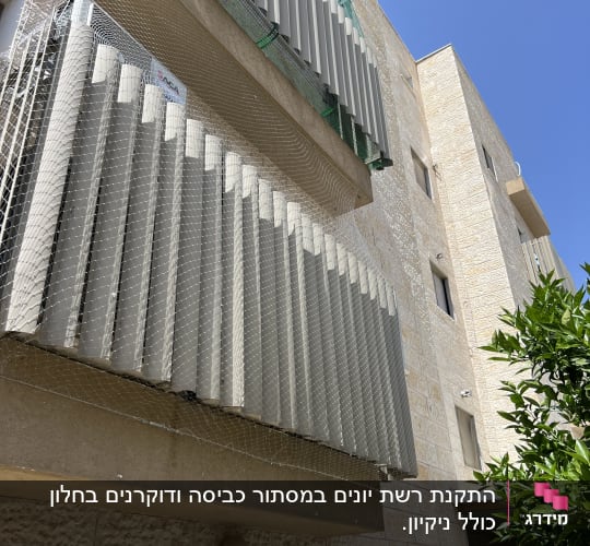 רשת למניעת כניסת יונים על חלונות בניין